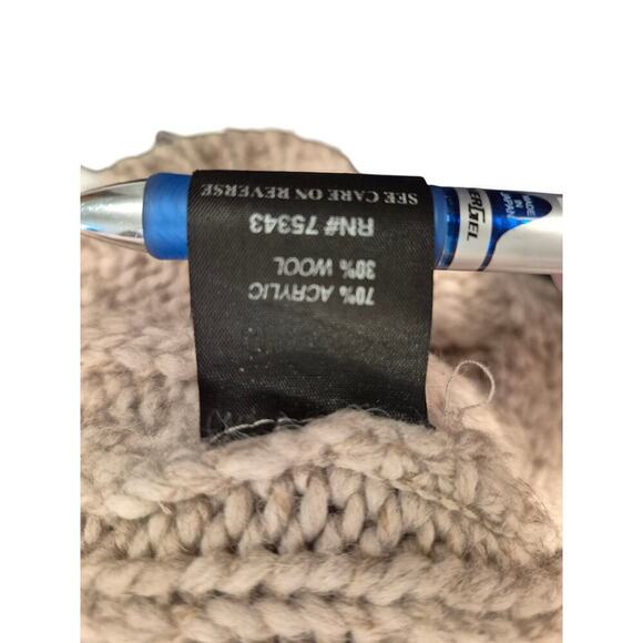 Silvia Novelli Sz L Tan Wool Blend Sweater Cable knit Oversized High Cowl Collar - Picture 4 of 7